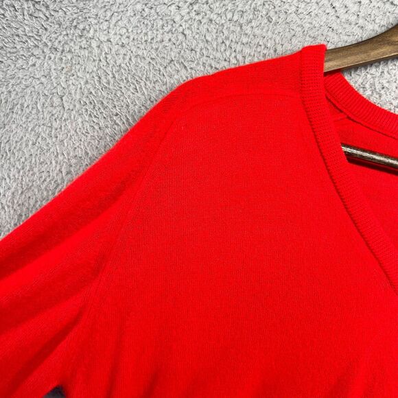 Vintage Knit Sweater Men's Large Red V Neck Pullover Acrylic Town & Country 90s - Picture 6 of 11